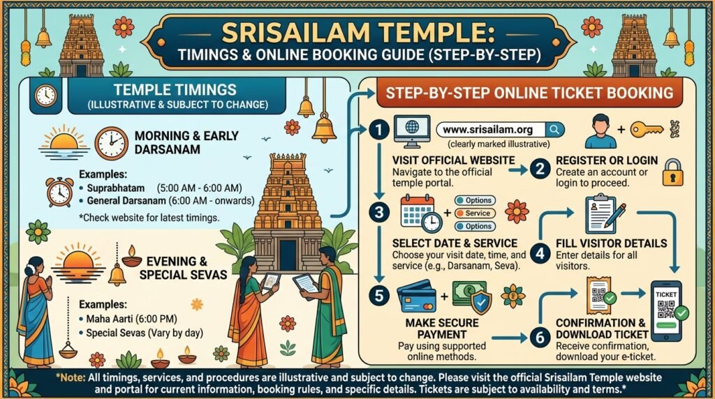 Srisailam Temple Timings Online Ticket Booking Guide (Step-by-Step)