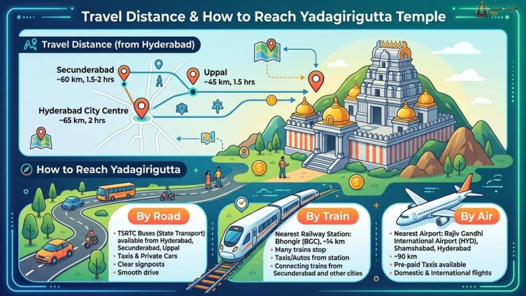Travel Distance & How to Reach Yadagirigutta Temple
