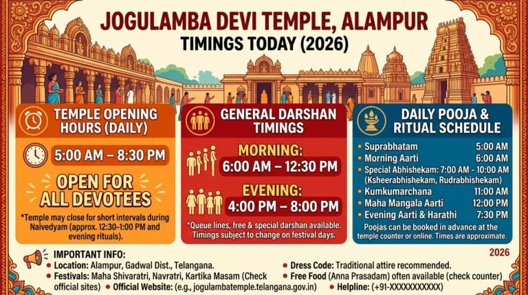 Jogulamba Devi Temple Alampur Timings Today