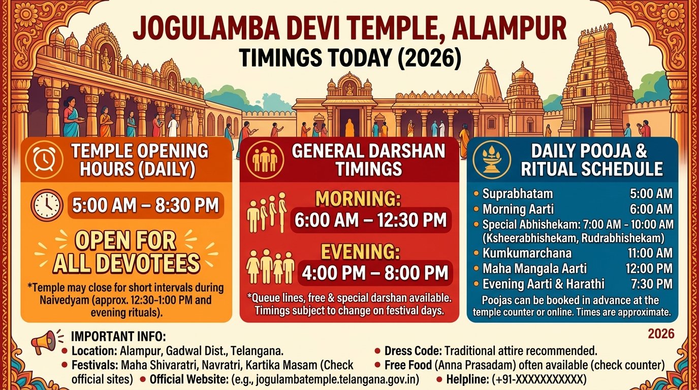 Jogulamba Devi Temple Alampur Timings Today