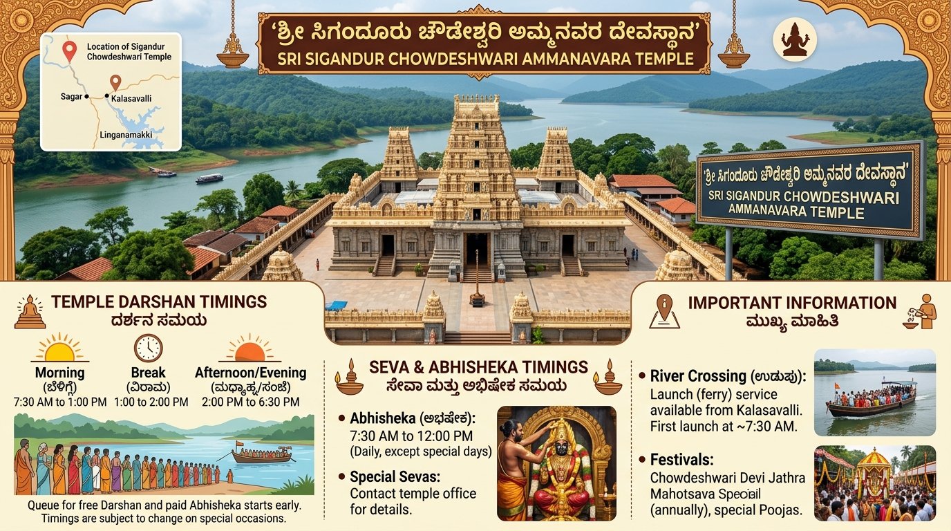 Sigandur Chowdeshwari Temple Timings