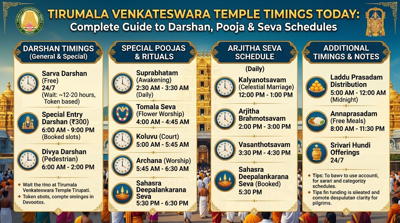 Tirumala Venkateswara Temple Timings Today