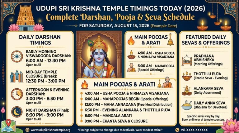 Udupi Sri Krishna Temple Timings Today