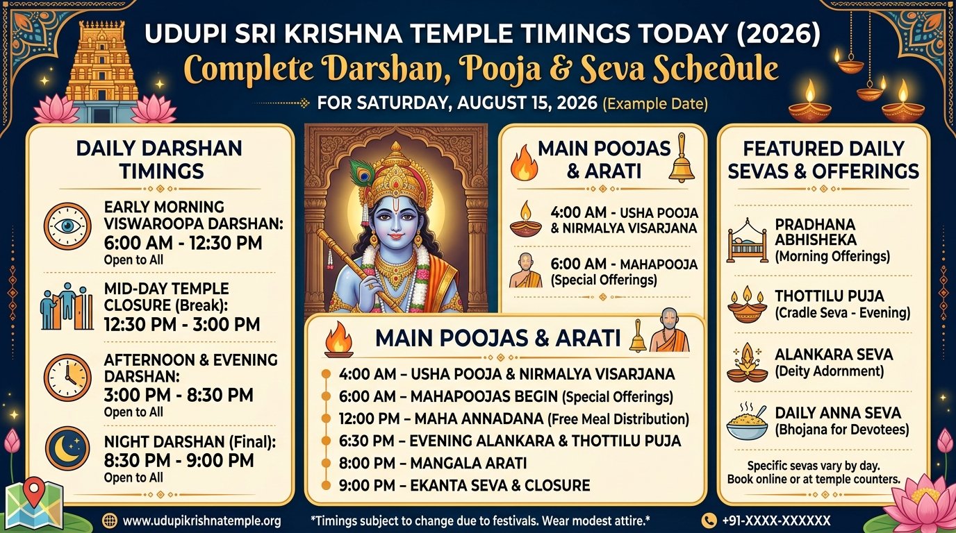 Udupi Sri Krishna Temple Timings Today